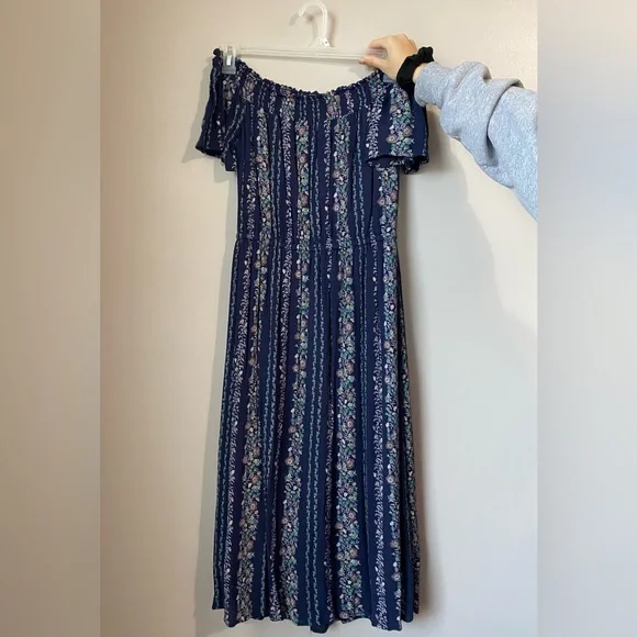 old navy blue floral maxi dress New Old Navy Maternity Blue Floral Shelf Bra Maxi Dress Women NWOT Size S
